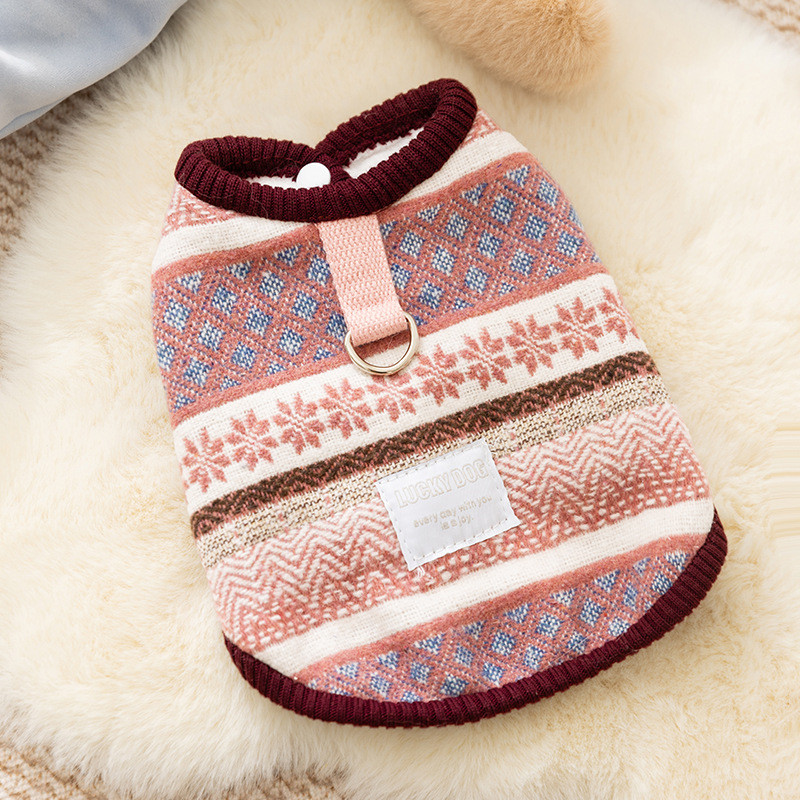 【Ready Stock】 Pet Clothing Small and Medium-Sized Dogs Teddy Bichon Autumn and Winter Warm Cat Traction Snowflake Sweater Dog Clothes bfNa