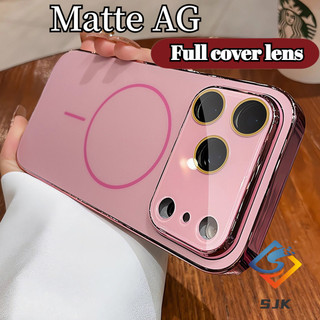Mới 17 Series Matte Họa Tiết Từ Tính AG Ốp Lưng Điện Thoại IPhone 17 Pro Max Air 12 13 14 15 16 Pro Max Vỏ Cứng Mạ Bảo Vệ Ống Kính