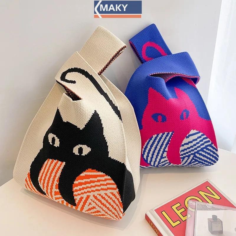 Onetimingcool Thời Trang Handmade Đan Túi Xách Nữ Thắt Lưng Cổ Tay Hàn Quốc Túi Tote Thường Ngày Có Thể Tái Sử Dụng Túi Mua Sắm VN