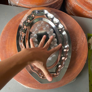 Combo 3 Dĩa Né Hột Xoài Lòng Cạn Inox 430, Dĩa Hấp Cá, Chảo Né
