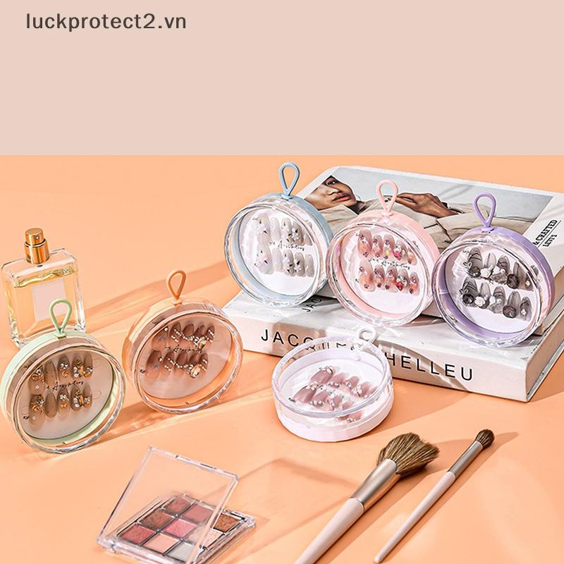 # luckpro # 1 / 6 Chiếc Hộp Đựng Móng Tay Bằng Nhựa Hình Tròn Có Dây Buộc Trong Suốt Bao Bì Móng Tay Phụ Kiện Dụng Cụ Bảo Quản.