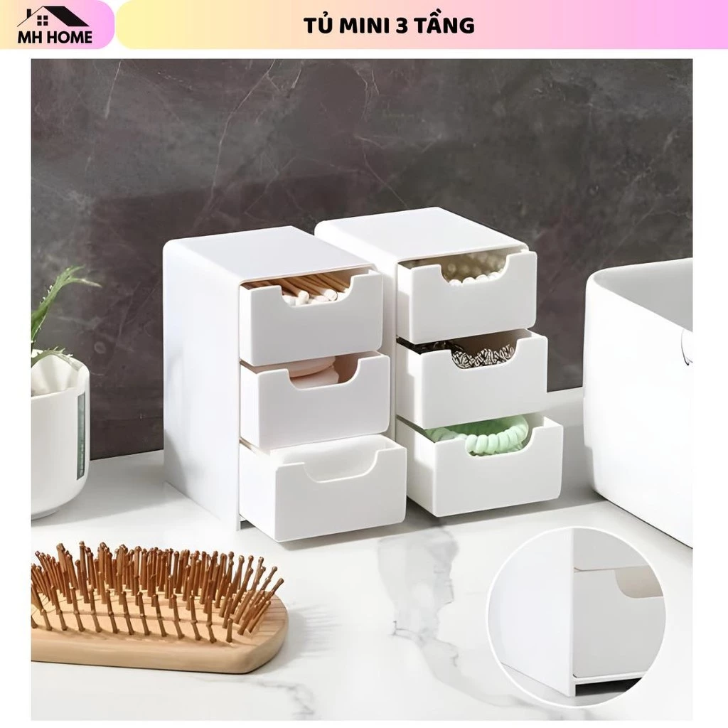Tủ Mini 3 Ngăn Kéo Xinh Xắn Decor Trang Trí Bàn Học, Đựng Trang Sức, Đồ Dùng Văn Phòng Gọn Gàng