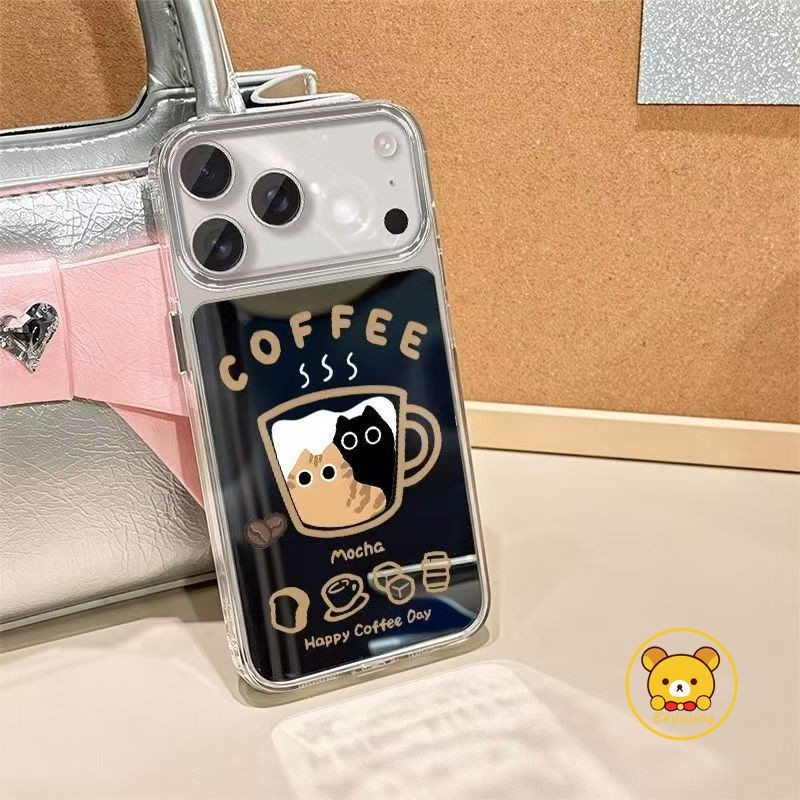 Ốp Điện Thoại Gương Mèo Dễ Thương Cho Honor 400 300 Pro Ultra 200 Smart 100 90 Lite 80 70 60 50 Pro Plus 60 50 SE Magic 7 6 Pro 5 4 Lite Vỏ Cốc Cà Phê Hoạt Hình Ốp Lưng Chống Sốc