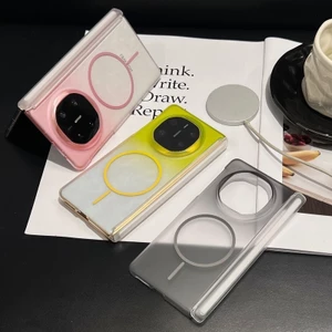 Mỏng & Nhẹ Gradient Hồng Vàng Trong Suốt PC Bản Lề Từ Tính Cứng Dành Cho Huawei Mate X6 X7 X5 X3 XT XTS Honor Magic V6 V5 V3 V2 Vỏ Điện Thoại