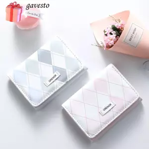 Túi đựng thẻ GAVESTO, có ví đựng thẻ xanh họa tiết ca rô, Ví nhỏ đa chức năng PU đơn giản thời trang dành cho nữ