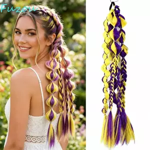 FUJIOU Bong Bóng Jumbo Braid, Nhiều Màu Sắc Đèn Lồng Bím Xoắn Bím Tóc Tổng Hợp Dài Đuôi Ngựa Nối Dài Handmade Bện Đuôi Ngựa Hàng Ngày