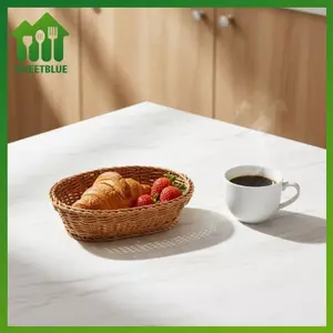 SWEET Dệt Tay Độ Cứng Mây Khăn Lau Dệt Giỏ Phục Vụ Hộ Gia Đình Bánh Mì Trái Cây Rau Giỏ Mây Giỏ Nhà Hàng Trưng Bày n