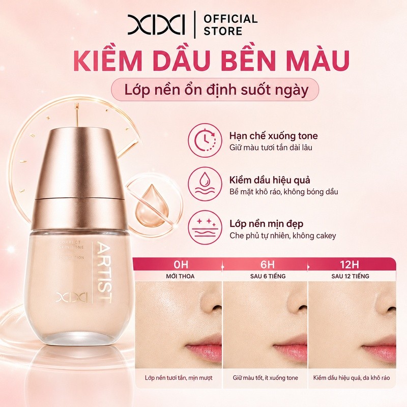 XIXI D740 Kem Nền Che Phủ Tự Nhiên, Dưỡng Ẩm Mịn Da, Lâu Trôi Không Mốc, Foundation Trang Điểm