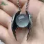 Springevenstar Punk Retro Màu Bạc Cánh Ma Tròn Mịn Đá Cra Pha Lê Mặt Dây Chuyền Nelace Cho Nữ Cá Tính Trang Sức Phụ Kiện Quà Tặng Springevenstar