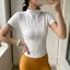 IFASIN Yoga Top, Áo thể thao nữ tay ngắn phía trước có khóa kéo, Áo sơ mi thể thao nữ có cổ đứng màu trơn nhẹ Seamed Paneling Áo sơ mi tập luyện mùa hè