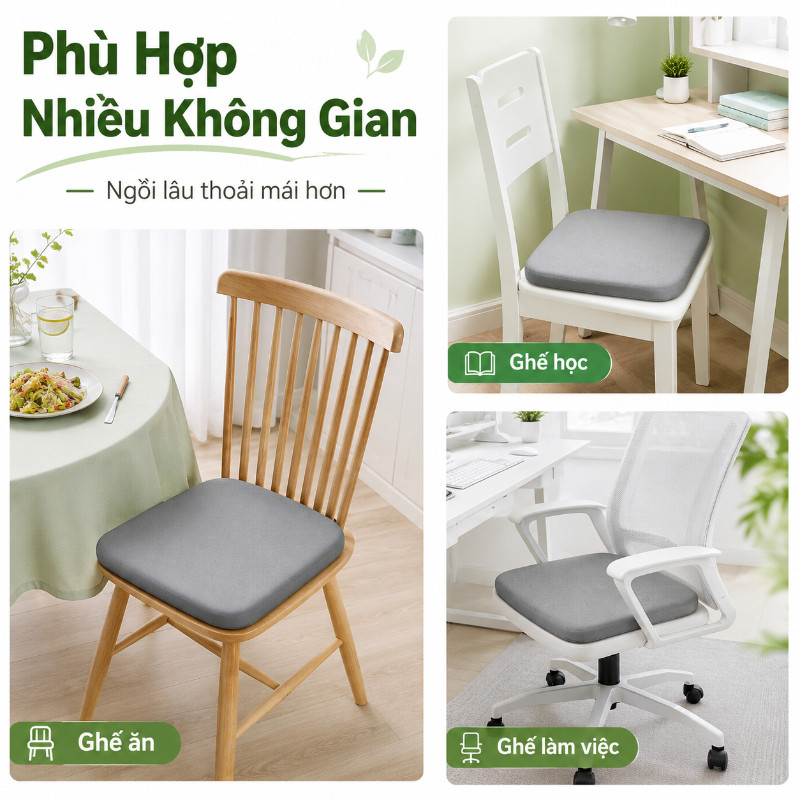 Đệm Ngồi Ghế Cao Su Non Thoáng Khí Siêu Đàn Hồi, Giảm Đau Mỏi, Dùng Cho Văn Phòng Xe Hơi Học Sinh Tiện Lợi