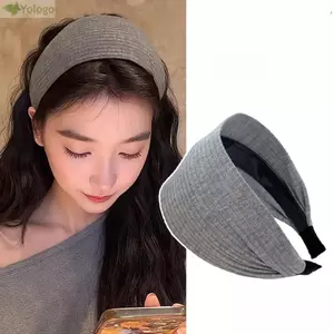 Băng đô đan rộng YOLOGO, Băng đô mềm mại có răng Turban, Phụ kiện tóc vòng cao cấp màu trơn hợp thời trang