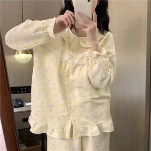 Đồ Ngủ Phong Cách Công Chúa Đáng Yêu Dài Tay Dài TayPhong Cách Công Chúa Đáng Yêu Cotton Dài Tay Áo Mặc Nhà Ngọt Ngào Nữ