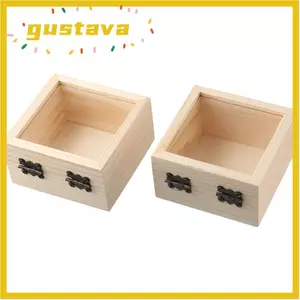 GUSTAVA 1 / 3 Hộp Gỗ Gói, Màu Sắc Tự Nhiên 3.5 '' X 3.5 '' X 1.8 '' Hộp Gỗ Lưu Trữ Trực Quan, Hộp Bảo Quản Gia Đình Bằng Gỗ / Thủy Tinh Có Thể Phục Vụ Văn Phòng