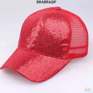 Mũ bóng chày BRBRAA, Mũ chống nắng bằng lưới Sequin Cotton, Mũ Snapback thể thao thông thường có thể điều chỉnh thời trang ngoài trời