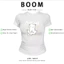 BOOM Áo Baby Tee Nữ Cotton Ôm Body-Áo Thun Ngắn Tay Y2K In Hình PhongCách Mùa Hè, Cổ Tròn Hàng Đầucách hàn quốc phong290