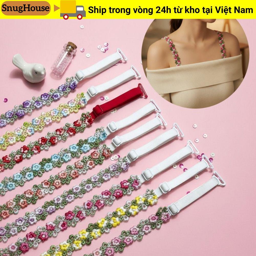 Dây đeo vai SNUGHOUSE, Dây đeo áo ngực hoa bằng vải Polyester có thể tháo rời, Thời trang Hoa ngọt ngào Chống trượt Dây đeo vai hoa có thể điều chỉnh Váy dự tiệc cưới