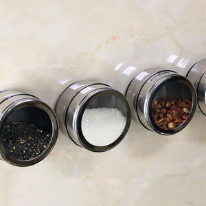 Dụng cụ sắp xếp gia vị từ tính bằng thép không gỉ Tiết kiệm không gian Lọ gia vị đa chức năng cho bột cà ri Cumin