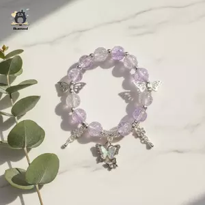 Dây Đàn Hồi Vòng Tay Hạt Bướm Nhiều Màu Sắc Dễ Thương Handmade Món Quà Trang Sức Dành Cho Nữ Thiếu Niên Bé Gái Phụ Kiện Thời Trang Mới