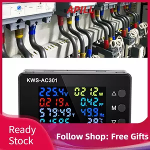 Apill Màn hình LCD màu kỹ thuật số Hamwesh Volt Ampe 0 đến 100A 50 300V với đầu dò dây cho ngành công nghiệp Trang chủ