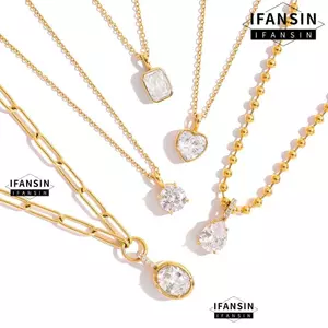 Vòng cổ mặt dây chuyền hình học IFANSIN, Vòng cổ mặt dây chuyền bằng thép titan chống thấm nước, Thiết kế tinh tế Vòng cổ mặt dây chuyền hình trái tim mạ PVD dành cho nữ