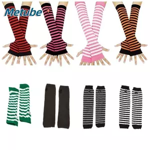 Găng tay dài không ngón METUBE Cotton sọc mềm cổ điển Găng tay khuỷu tay