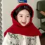MAKY Thu Đông Retro Mũ Trẻ Em Màu Trơn Khăn Cho Bé Khăn Dệt Kim Đa Năng Đơn Giản Tích Hợp Mũ Len Mũ Chui Đầu VN
