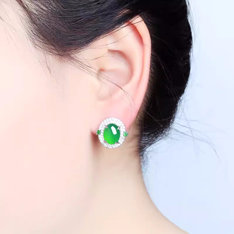 Bông tai nữ Chalcedony tự nhiên thanh lịch