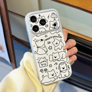 Chó con hàng ngày ỐP đIệN ThoạI Cho IPhone 17/16/PRO Max/15PLUS/14/13/12/11Mạ kim loại kết hợp dán bề mặt da