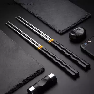 VFZ 1 Cặp Hộ Gia Đình Chống Trơn Trượt Thép Không Gỉ Chopstis Không Biến Dạng OTE