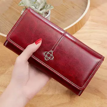 Women's Vintage PU Leather Clutch Wallet – Large