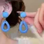 Bạc Kim Acrylic Klein Màu Xanh Hình Học Bông Tai Niche Tính Khí Bông Tai Nhẹ Sang Trọng Cao Cấp Bông Tai