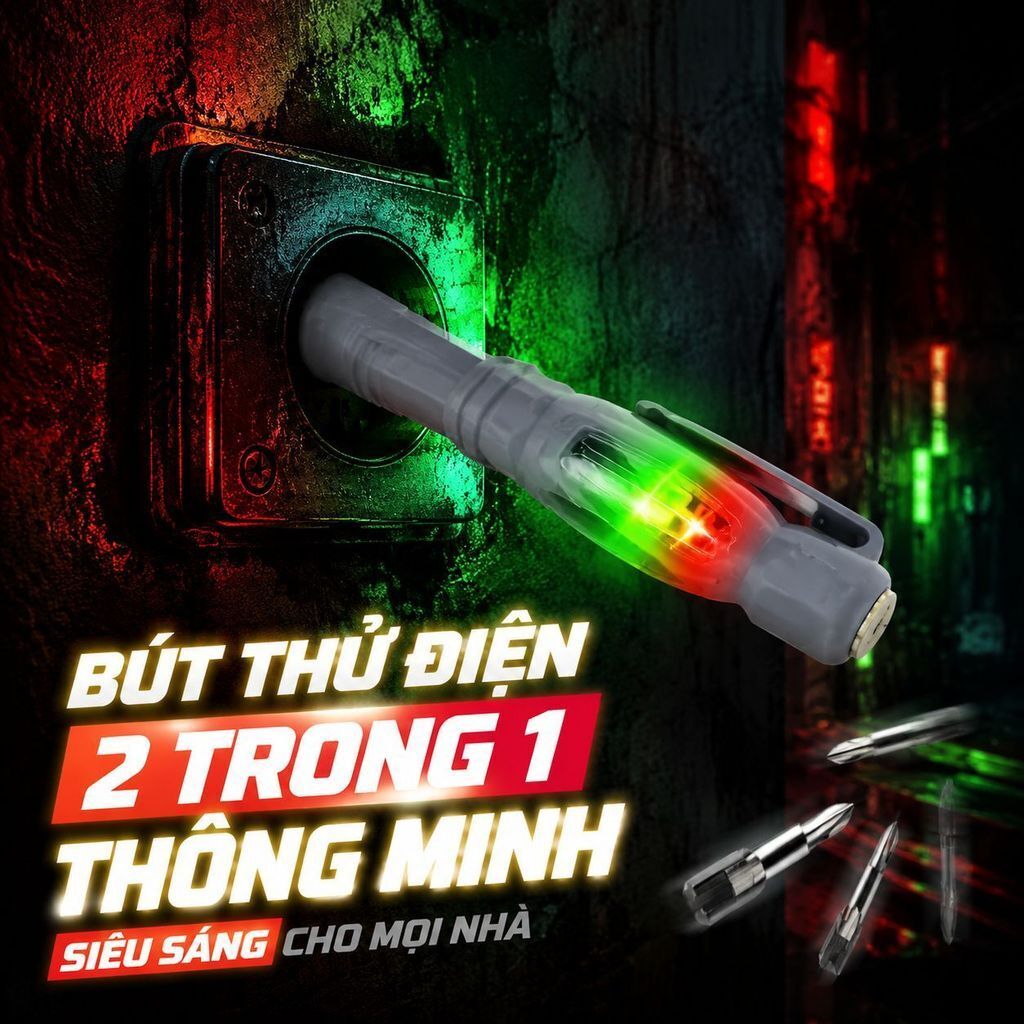 ⚡Ship Nhanh⚡Bút thử điện mô-men xoắn cao 2 đầu | Bút cảm ứng LED sáng kiểm tra điện | Bút phát hiện dây nóng nguội