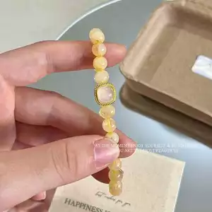 {Osmanthus Fragrance} Vòng tay pha lê tháp vàng tự nhiên Thiết kế thích hợp Vòng tay Citrine may mắn Cảm giác cao cấp tinh tế 6.21