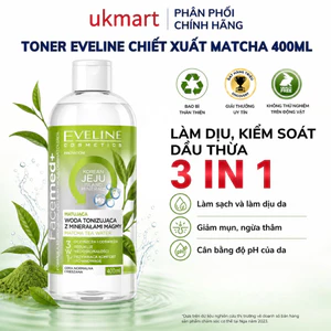 Nước hoa hồng Eveline Cosmetics Facemed+ 400ml giúp cấp ẩm sâu, kiềm dầu và thu nhỏ lỗ chân lông