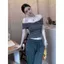 Áo thun ngắn tay sọc sọc thời trang phong cách mới mùa hè dành cho nữ Mỹ Hot Girl Style Slim @