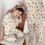 Bộ Đồ Ngủ Trẻ Em Mùa Hè Gạc Mỏng Tay Ngắn Cha Mẹ-Con Homewear