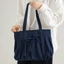 Túi Tote Mua Sắm ROLY, Túi Đeo Vai Canvas Dung Tích Lớn, Nơ Xếp Ly Thường Ngày Có Thể Gập Lại Màu Trơn Túi Xách Học Sinh