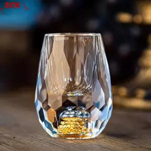 Ly thủy tinh pha lê cao cấp ECK uống rượu Vodka Sake Shochu, đáy đôi mạ vàng, thiết kế sang trọng làm quà tặng