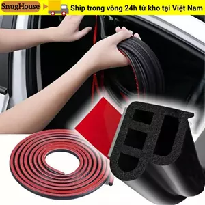 SNUGHOUSE Dải thời tiết cách âm 5m, Dải niêm phong cửa ô tô hai lớp cách nhiệt, Cao su chống bụi có keo dính Băng niêm phong dải phụ kiện ô tô