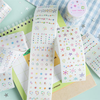 ENWEI 50mm * 2m 1 Cuộn [Dòng tâm trạng đầy màu sắc] Ngôi sao màu chấm bi Candy Swirl Heart Journal Base Trang trí Washi Tape Planner Văn phòng phẩm