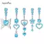 AqToCna Pha Lê Xanh Zircon Bụng Nút Nhẫn Tòn Ten Trái Tim Bướm Rốn Xuyên Thép Không Gỉ Bụng Thanh Cơ Thể Xuyên Trang Sức AqToCna