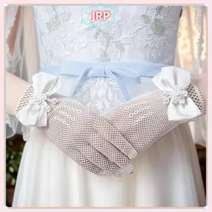JRP Găng Tay Cưới Cho Cô Dâu Ngọc Trai Trang Trí Lưới Sân Khấu Hiệu Suất Phong Cách Công Chúa Chụp Ảnh Phòng Thu Ngón Tay Trắng Tách JRP