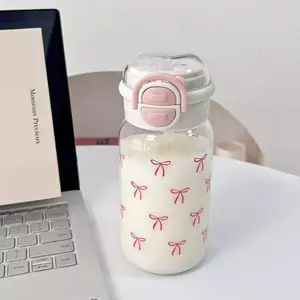 HL Bình Nước Dễ Thương Có Ống Hút Nhựa Di Động -Up Cover Cốc Nước Cho Trẻ Em Kawaii Chai Nước Chống Rò Rỉ Chai Uống Dễ Thương LMWU