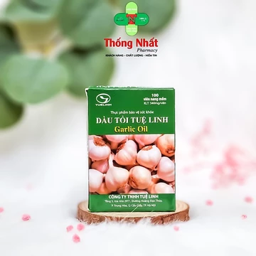 Dầu tỏi hỗ trợ đường hô hấp ngừa cảm cúm kiểm soát mỡ máu Tuệ Linh Garlic oil hộp 100 viên