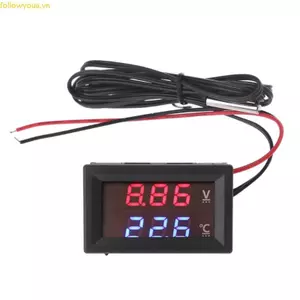 Máy đo Fol Volt với máy kiểm tra nhiệt độ Màn hình kỹ thuật số LED Đồng hồ đo điện áp Vôn kế