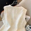 Áo Vest Ren PYCOU, Áo Vest Nữ Màu Trơn Cổ Tròn, Họa Tiết Jacquard Đa Năng Không Tay Áo Liền Quần Áo Cardigan Xuân Thu