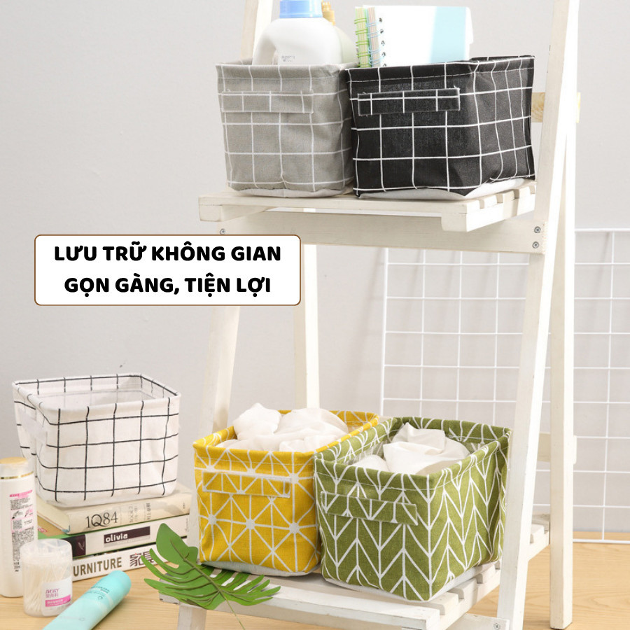 Giỏ Vải Đựng Đồ Đa Năng ENODA HOME, Túi Hộp Vải Chữ Nhật Đựng Đồ Cá Nhân Phong Cách Vintage HV006