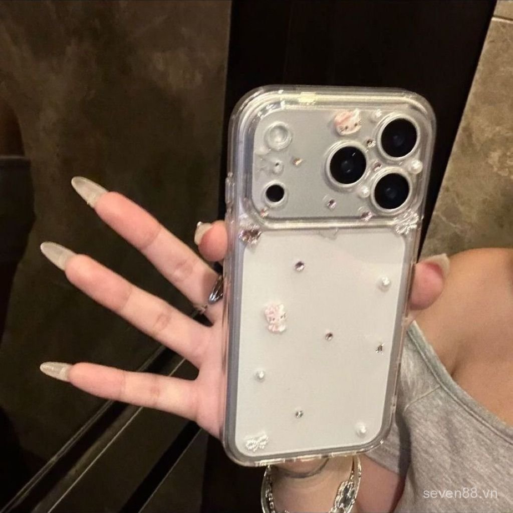 Ốp Điện Thoại Thích Hợp Cho iPhone XS XR 11 12 13 14 15 16 17 Pro max Plus Light Luxury Pink Diamond KT Cat Vỏ Bảo Vệ Chống Sốc Bao Gồm Tất Cả DYXG