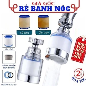 Bộ Lọc Nước, Đầu Lọc Nước Tại Vòi Tăng Áp Xoay 360 Độ Lọc Nước Tại Vòi Chậu Rửa Tiện Dụng Tặng Đầu Nối Đa Năng